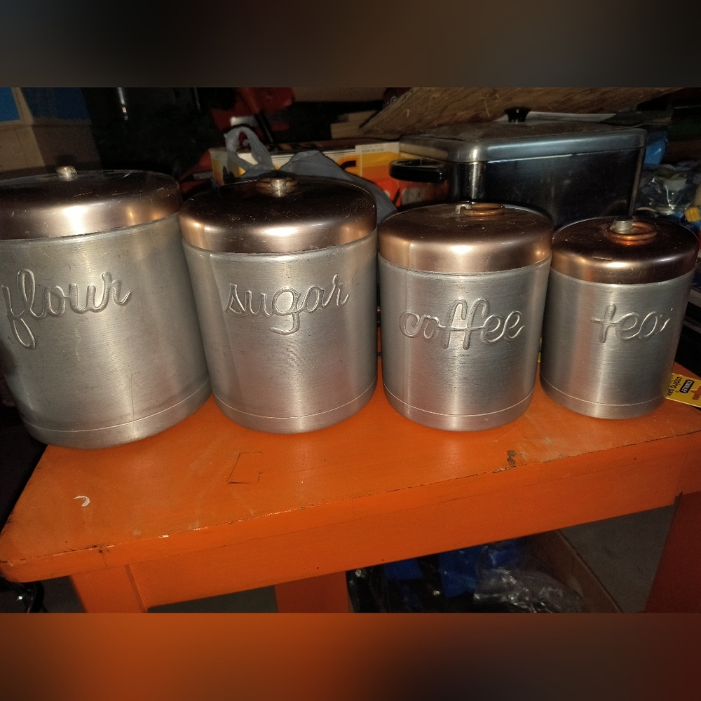 Silver and Copper Kitchen Canister Set